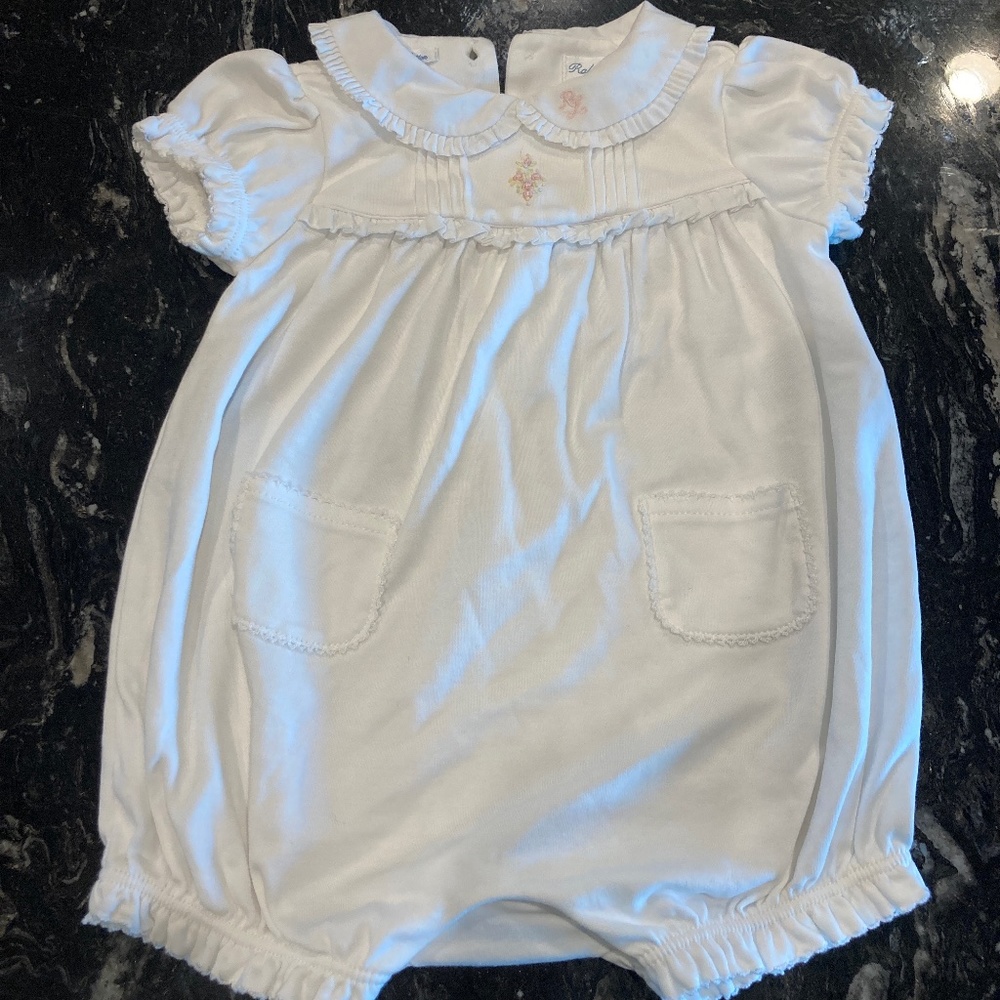 Baby girls Ralph Lauren white collared romper size 9 months